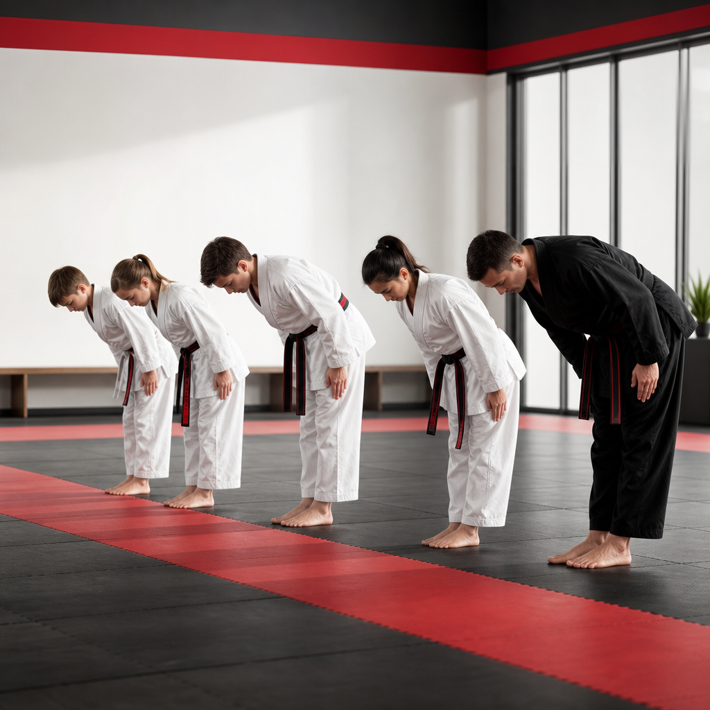 Martial arts students bowing — the legacy of a school